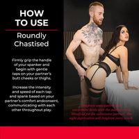 Chastised spanking paddle instructional photo.