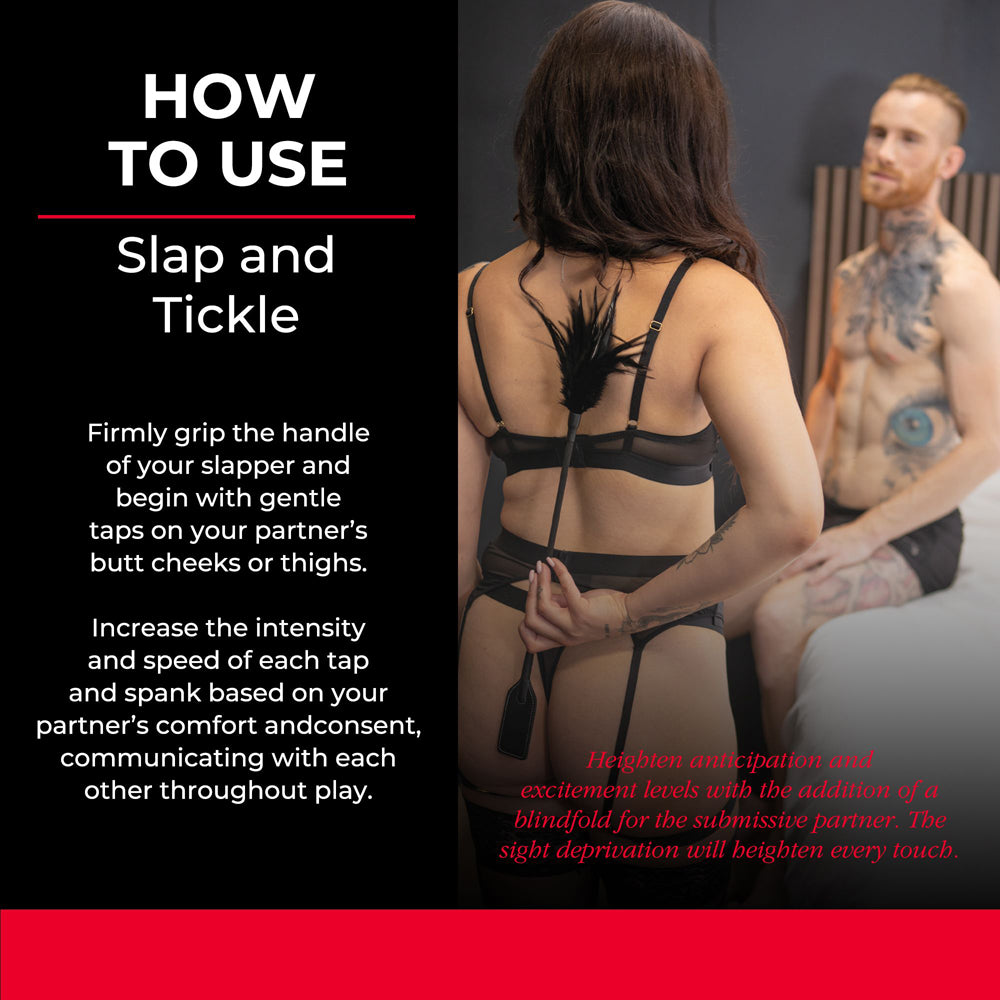 Slap and tickle dual ended crop instructional photo.