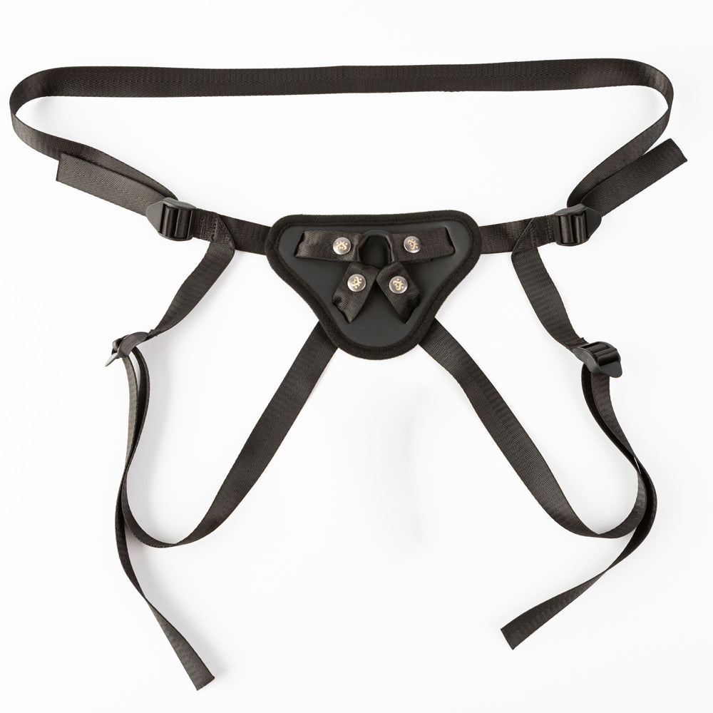 Black strap on harness example photo.