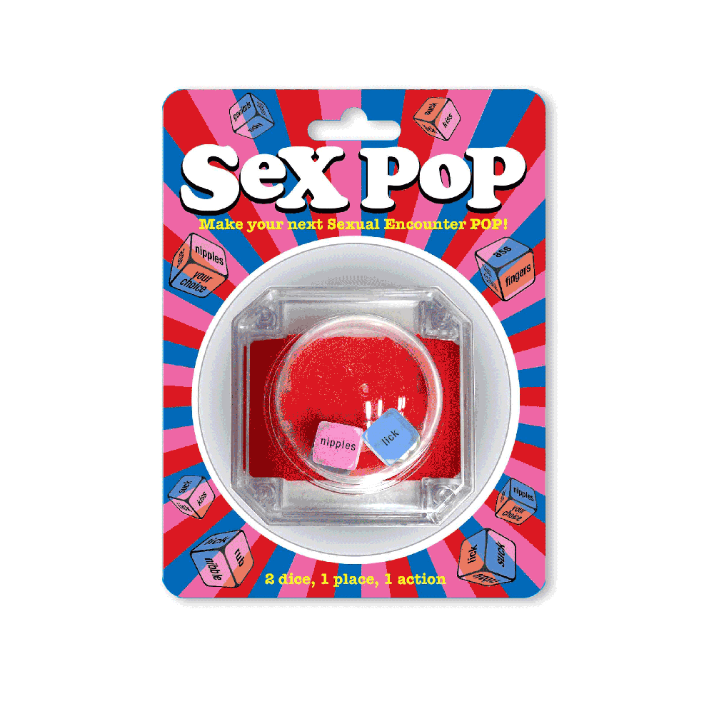 Sex pop popping 2 dice 1 place 1 action couples game in packaging.