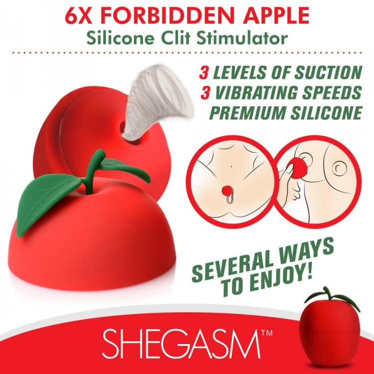 Red silicone forbidden apple clit stimulator information photo.
