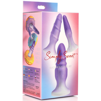 Purple simply sweet 3pc butt plug set inside packaging.