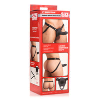 Black erection penis sheath 2'' inside packaging.