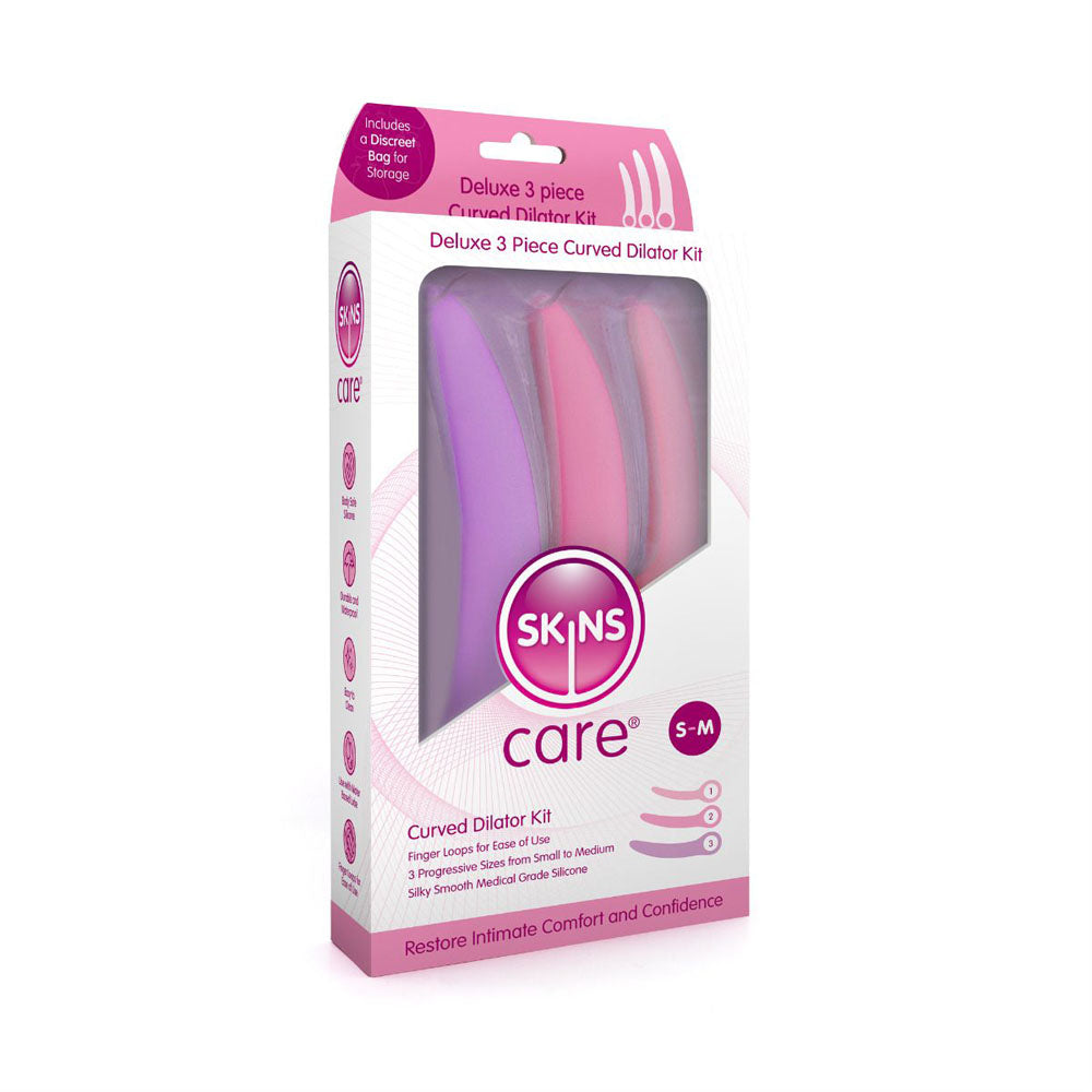 Multi colored deluxe curved dilator kit inside packaging.