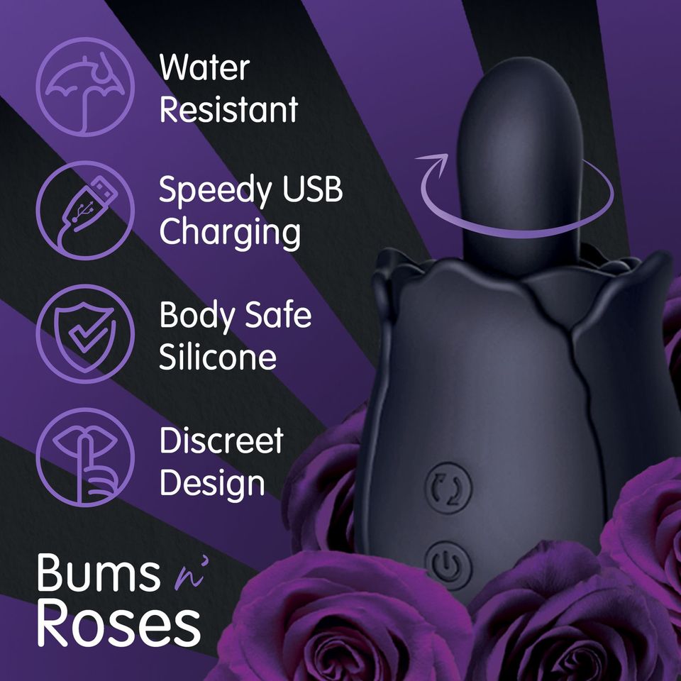 Bums n roses vibrating rimming toy information photo.