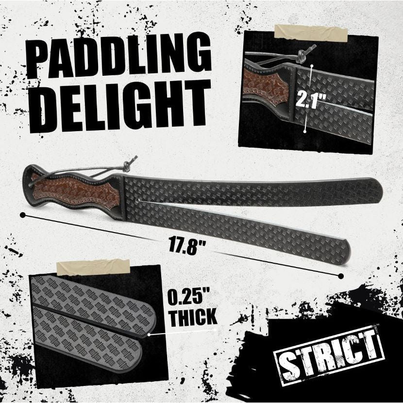 Black Scottish paddle with brown measurement photo.