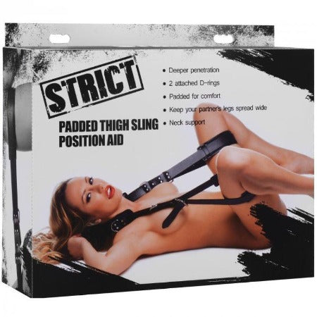 Strict padded thigh sling position aid inside packaging.
