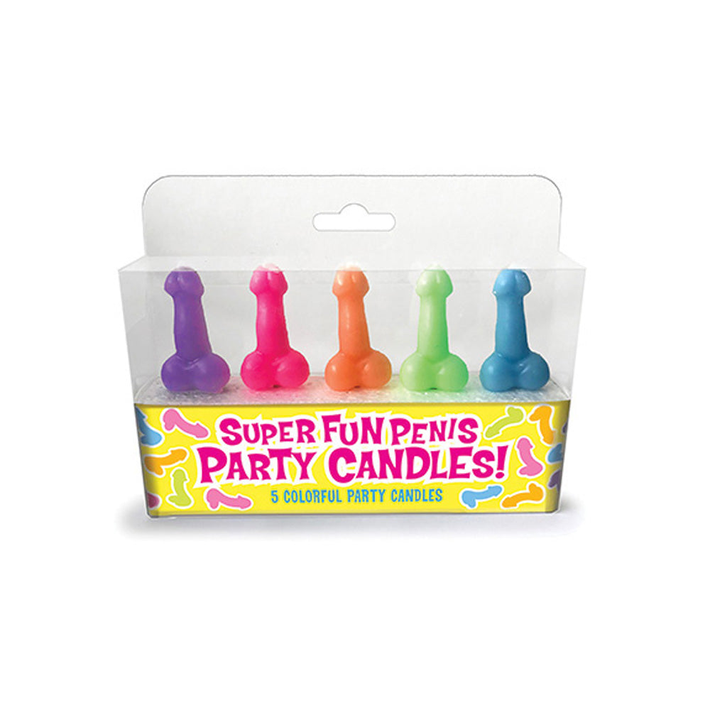 Penis candles 5pc set multi color in packaging.
