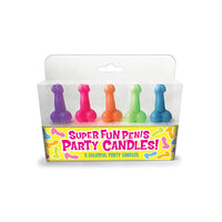 Penis candles 5pc set multi color in packaging.