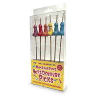 Super fun penis horsD'oeuvre picks multi color 6pcs in packaging.
