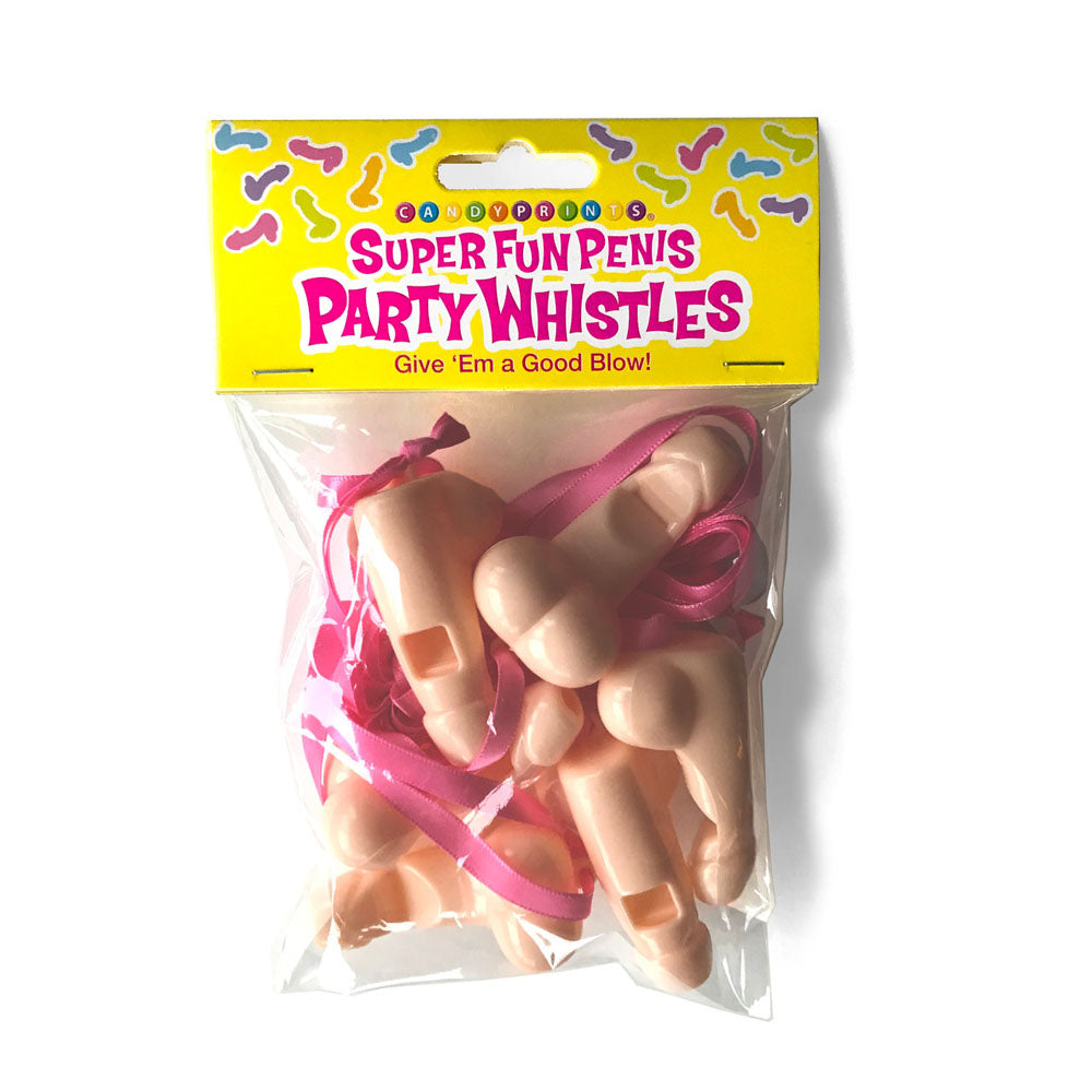 Penis party whistles 6pk in packaging.