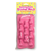 Pink Super fun silicone penis molds 11pcs tray convenient for ice or candy example photo in packaging.