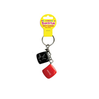 Super fun sex dice keychain example photo with packaging.