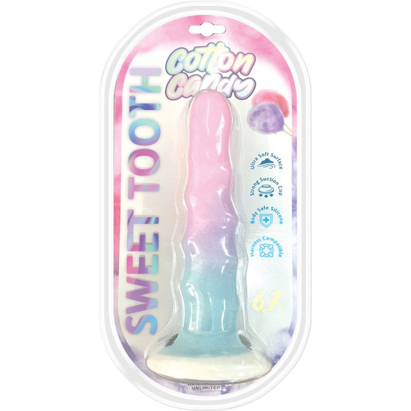Sweet tooth cotton candy 6.7 suction cup dildo in packaging