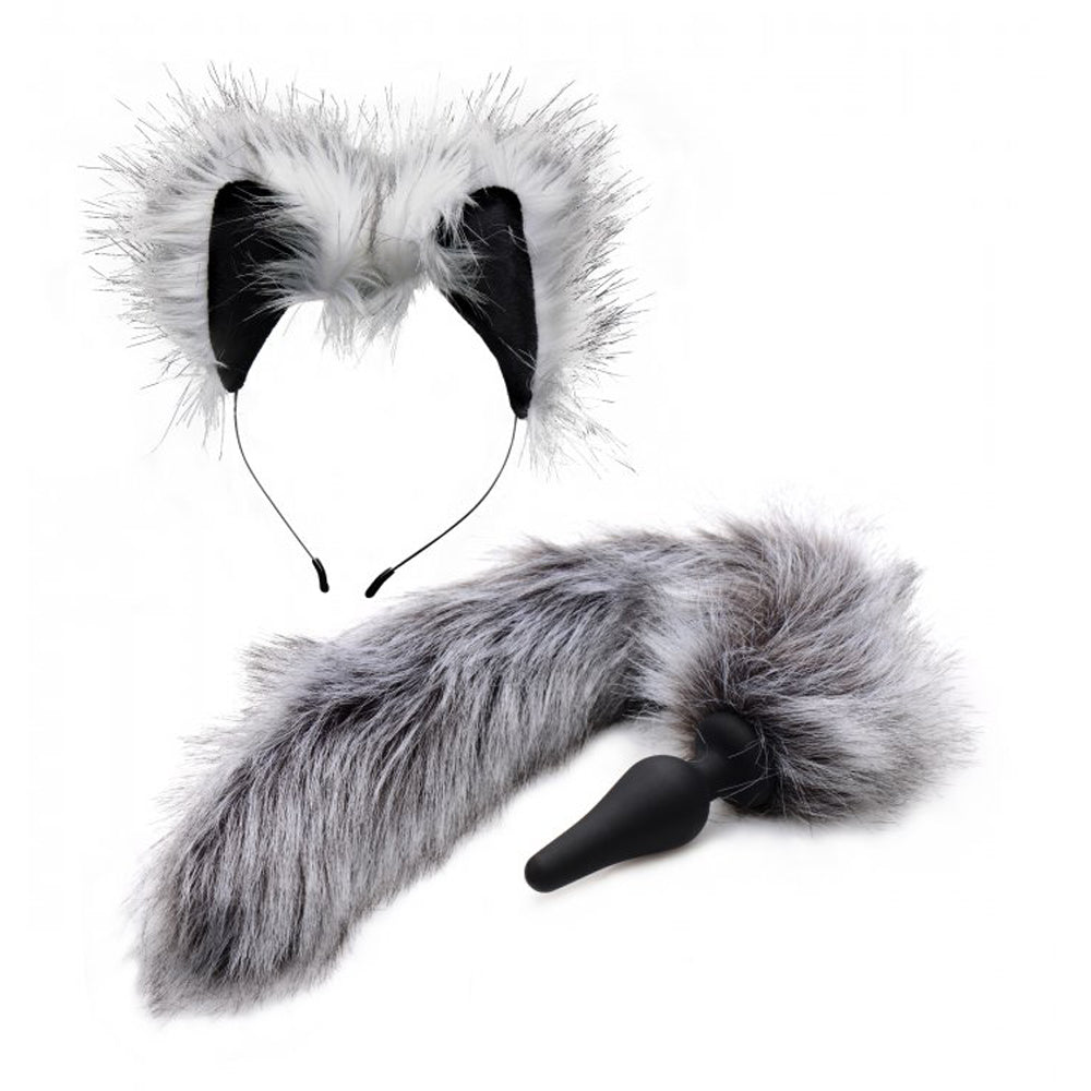 Grey wolf anal plug and ears set example photo.