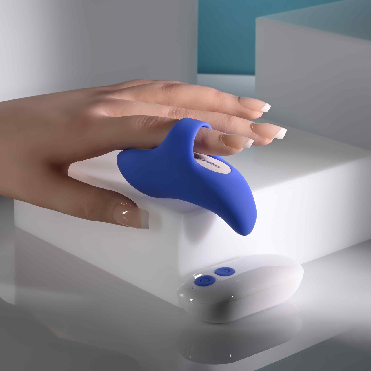 Blue vibrator sleeve example photo.