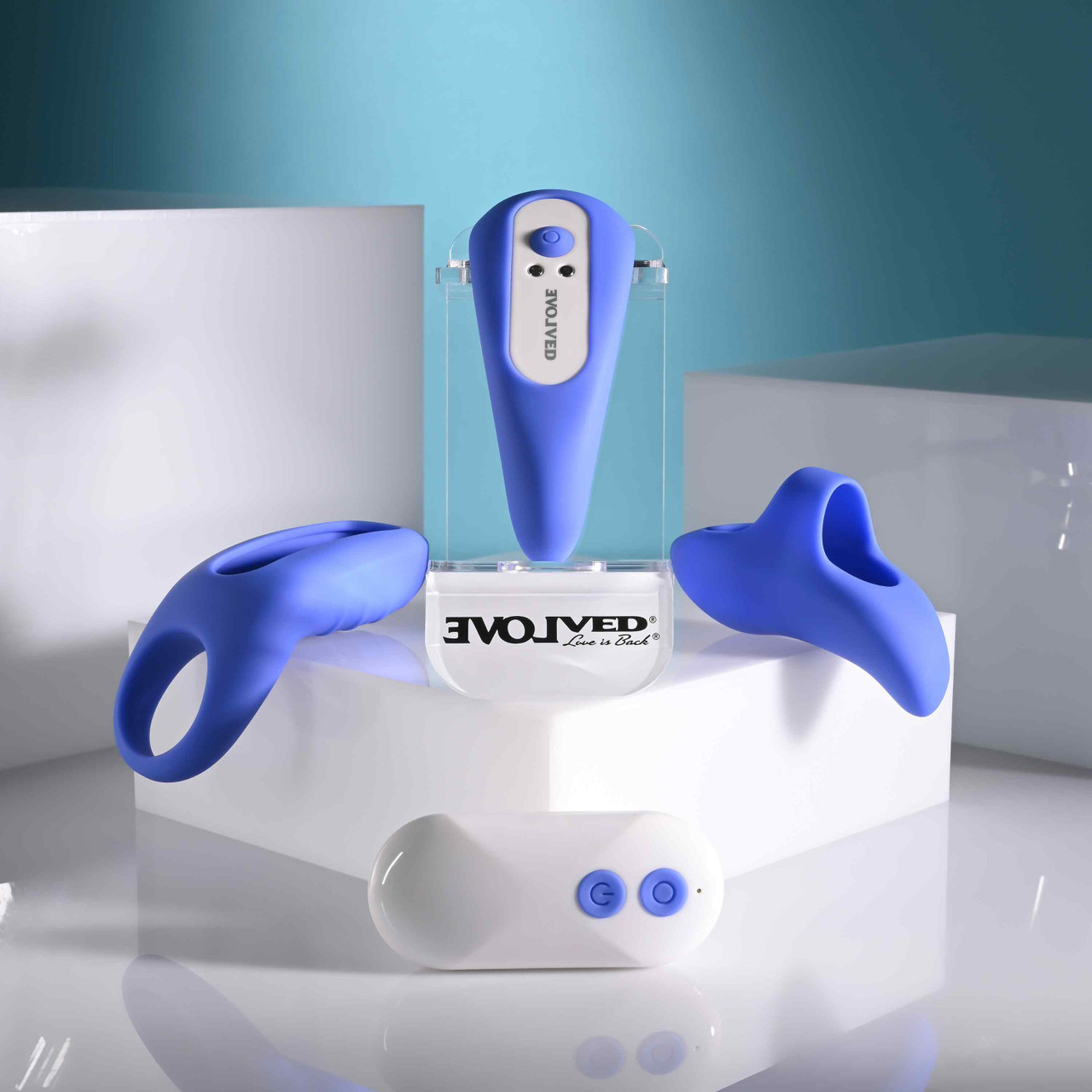 Blue take your pick vibrator kit example photo on display.