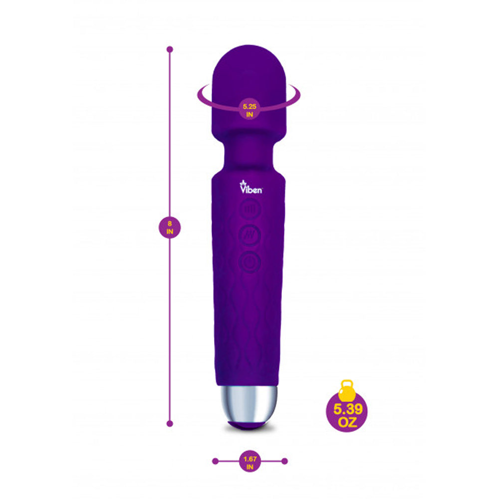 Purple intense wand massager measurement photo.