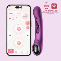 Purple tapping-g-spot-vibrator beside smart phone