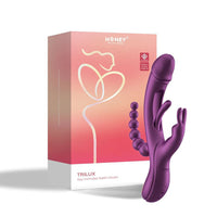 Purple app controlled vibrator beside box