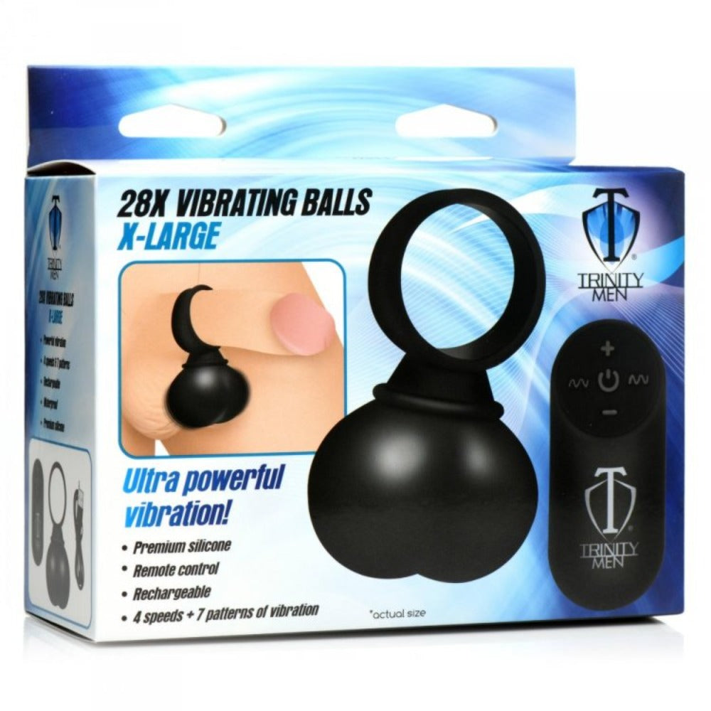 Black X-large 28X vibrating balls inside packaging.