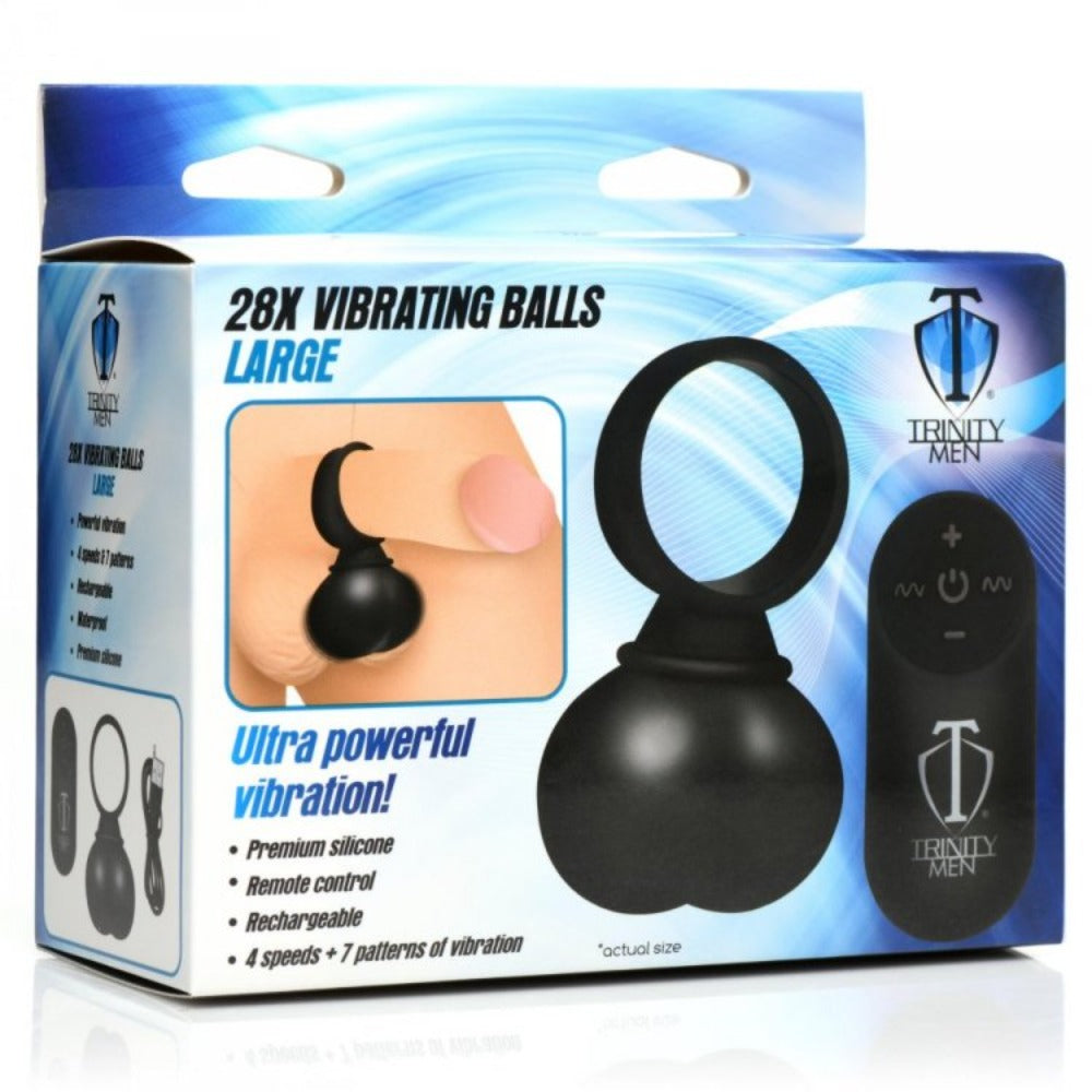 Black 28X vibrating balls large inside packaging.