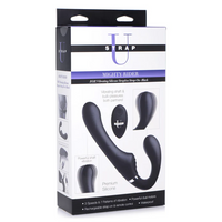 Black U-strap mighty rider strapless strap on inside packaging.