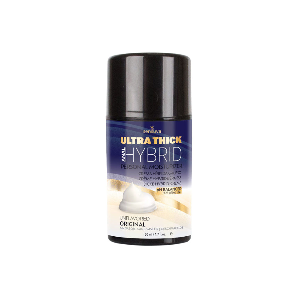 Container of Ultra Thick Hybrid personal moisturizer on a white background
