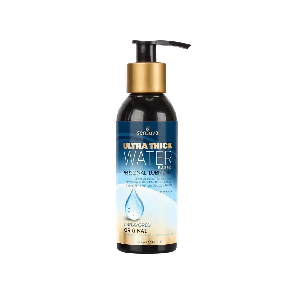 Sensuva ultra thick water-based personal lubricant bottle on a white background