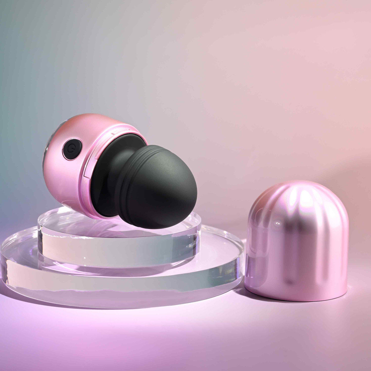 Black vacation vibes vibrator against display case example photo.