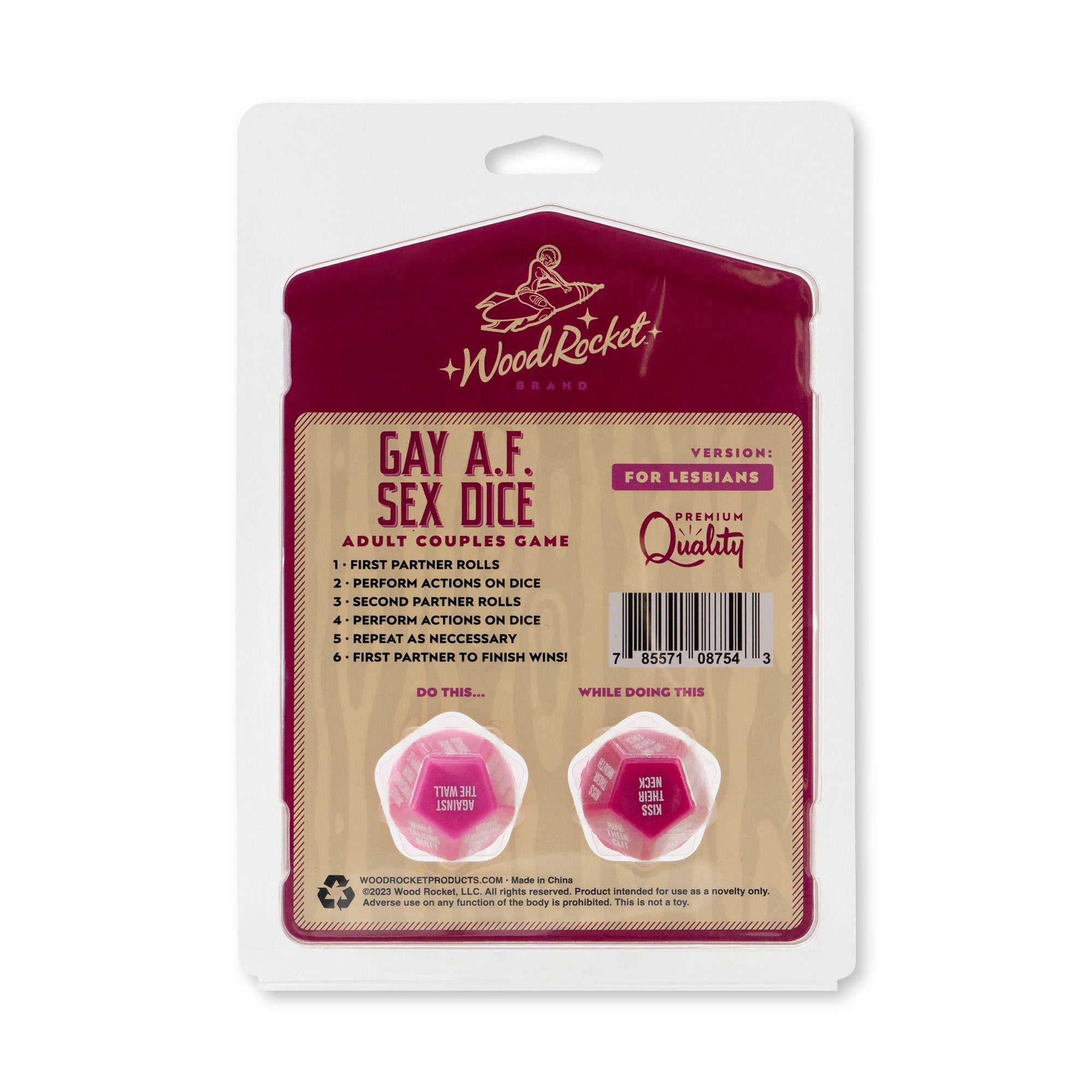 Gay A.F Sex Dice For Lesbians by Wood Rocket