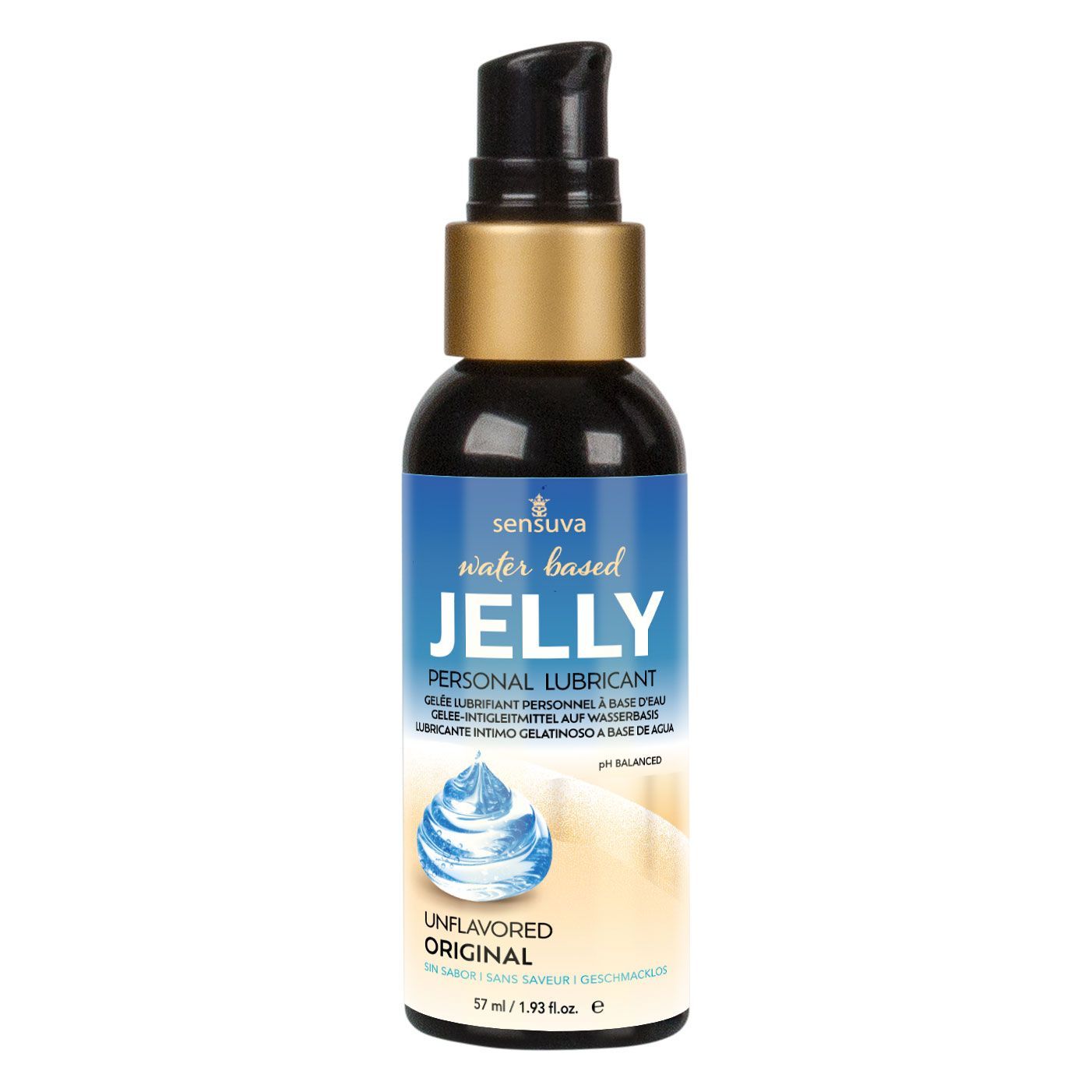 Jelly water based lubricant featuring 57ml bottle.
