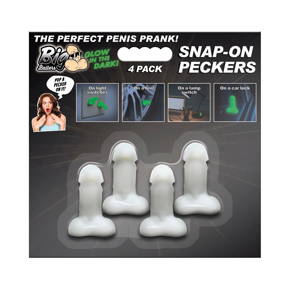 Glow-in-the-Dark Snap-On Peckers - 4 pk