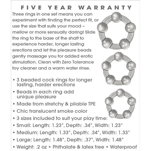 Zero Toler-Three Amigos Beaded Rings 3pc