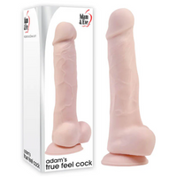 Pink 'Adam's True Feel Cock' product with packaging on a white background