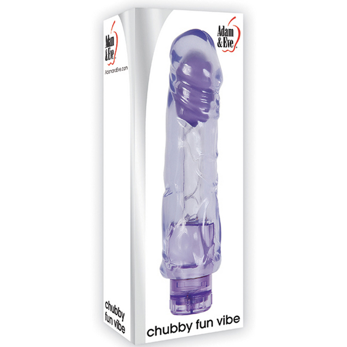 Clear and purple chubby fun vibe with packaging on a white background
