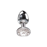 silver meal anal plug with clear gem on base