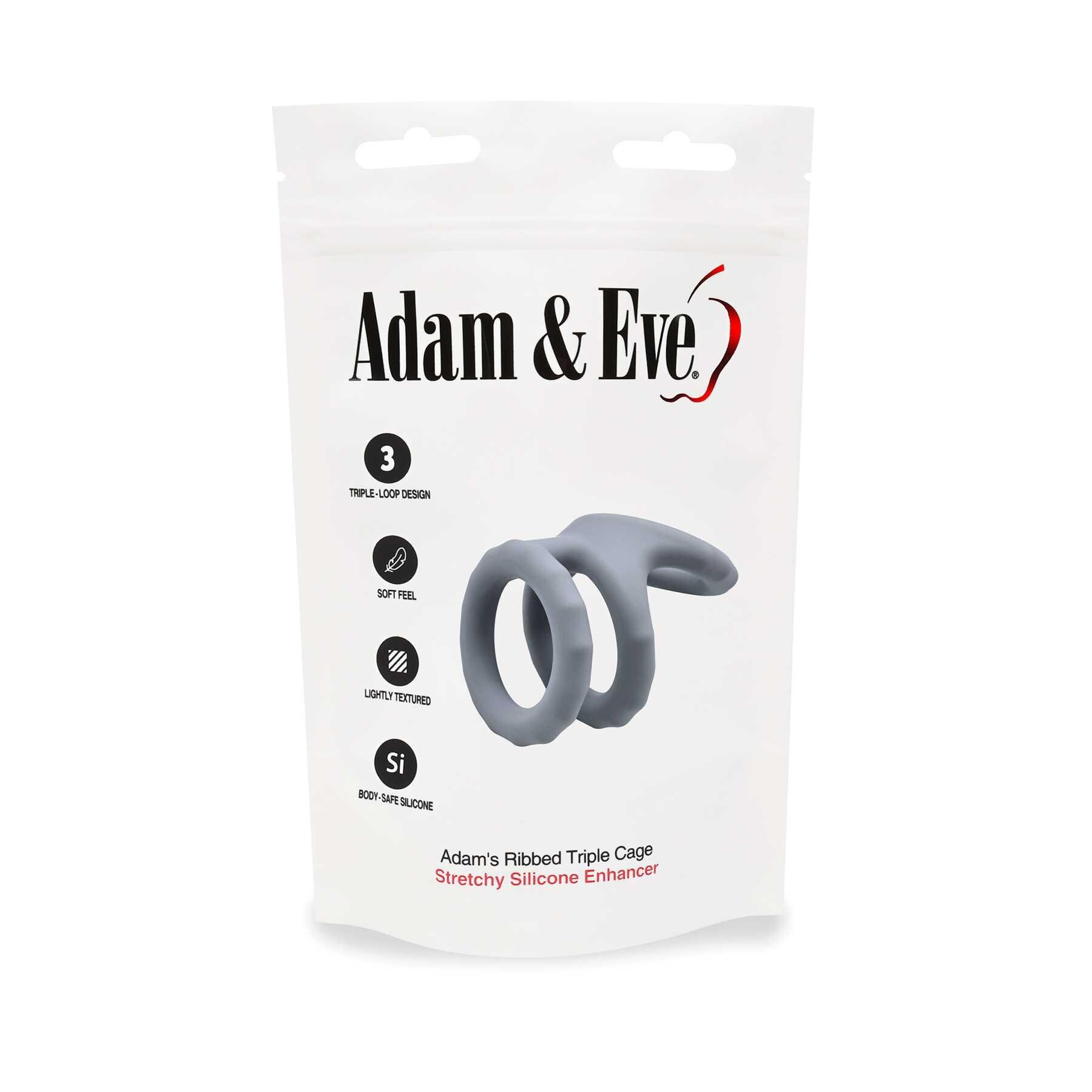 Packaging of Adam & Eve silicone enhancer on a white background