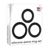 Box of Adam & Eve silicone penis ring set on a white background