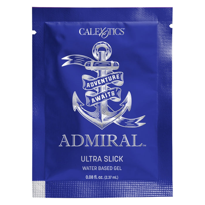 navy blue foil packet of lubricant