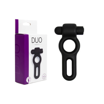 Black ring with 'DUO' packaging on a white background