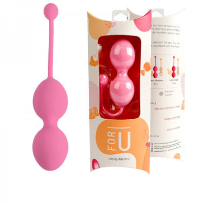 Pink silicone cherry blossom with packaging labeled 'FORU' on a white background