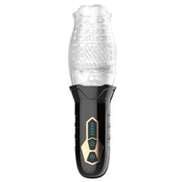 Black and clear masturbator on a white background