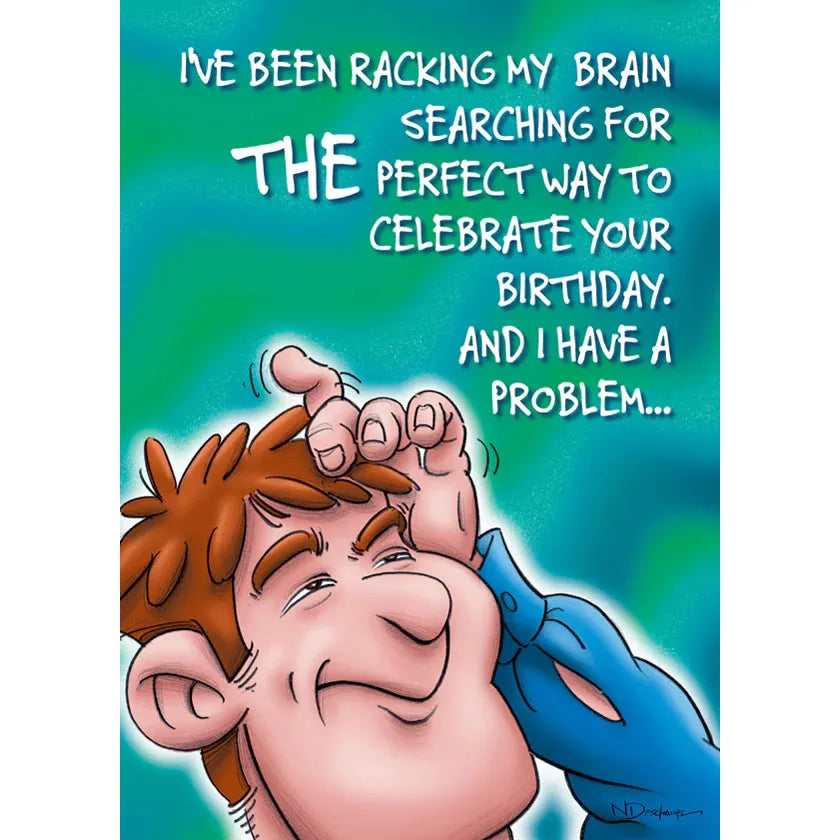 Cartoon character with text about celebrating a birthday