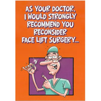 Cartoon doctor holding a syringe with text on an orange background
