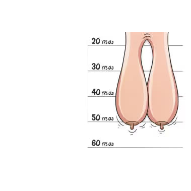Illustration of aging boobs on a white background