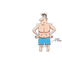 Cartoon of a man in underwear with text 'couple of things' on a white background