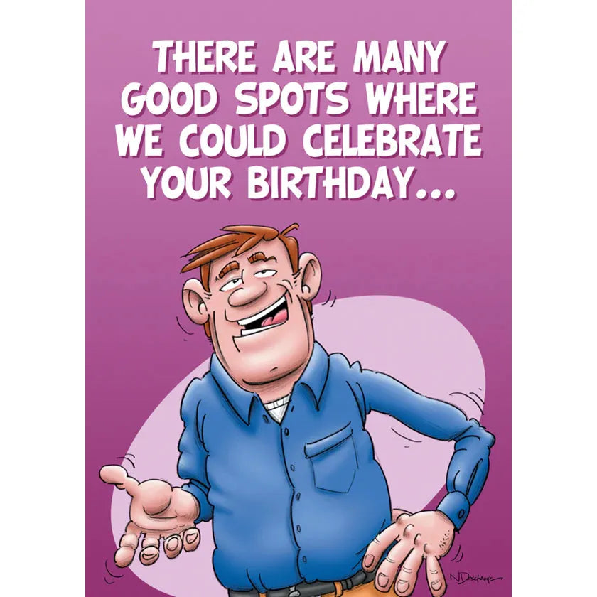 Cartoon character with text on a purple background