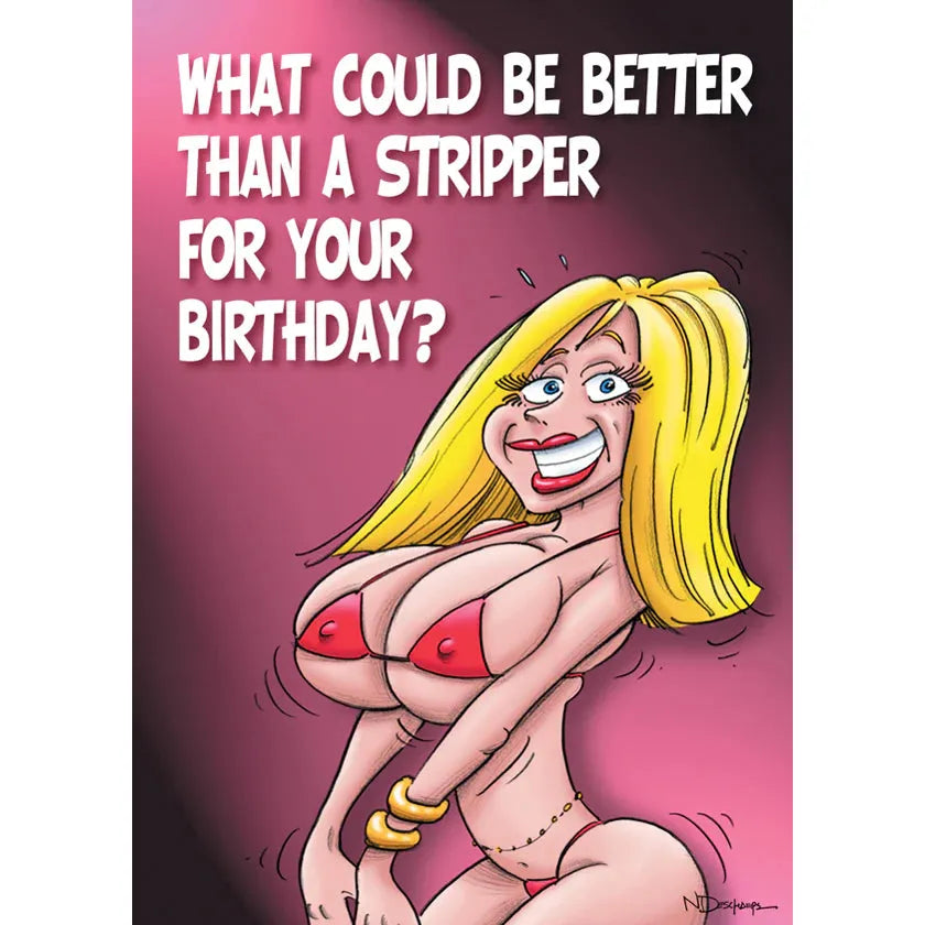 cartoon female stripper in red bikini