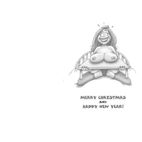 naked cartoon female holding a serving tray